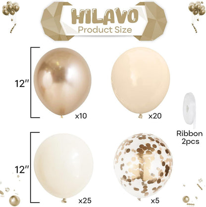 Luftballons Beige Gold 60 Stück - Retro Aprikose Weiß Sand