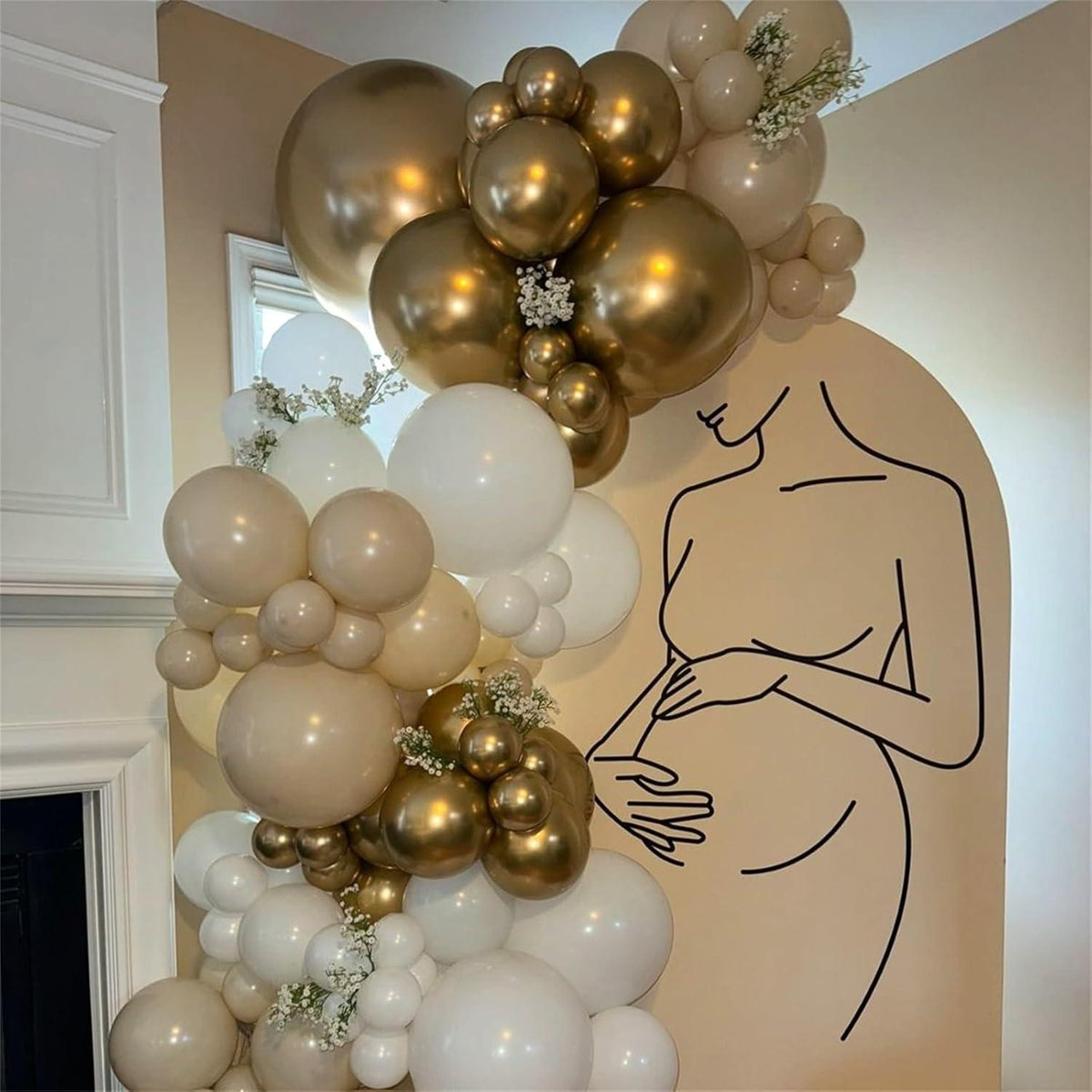 60x 12 Zoll Luftballons Beige Gold Metallic Helium Konfetti Latex Boho Ballon