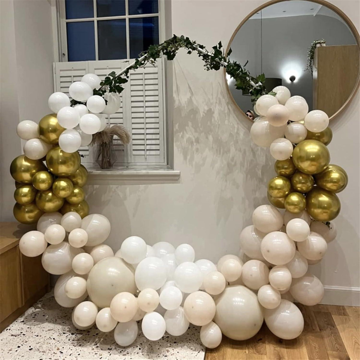 60x 12 Zoll Luftballons Beige Gold Metallic Helium Konfetti Latex Boho Ballon