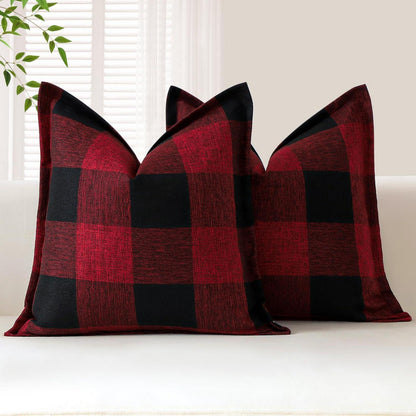 2x Kissenbezug Buffalo Plaid Schwarz Rot 40x40cm