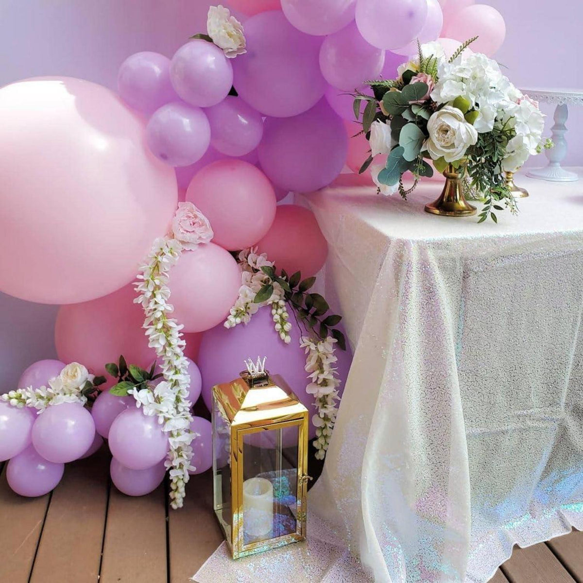 60 Stück 12 Zoll Rosa Lila Pastell Metallic Konfetti Latex Ballons