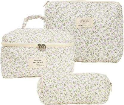 3-teiliges Kosmetiktaschen-Set Make-up Tasche Blumenmuster