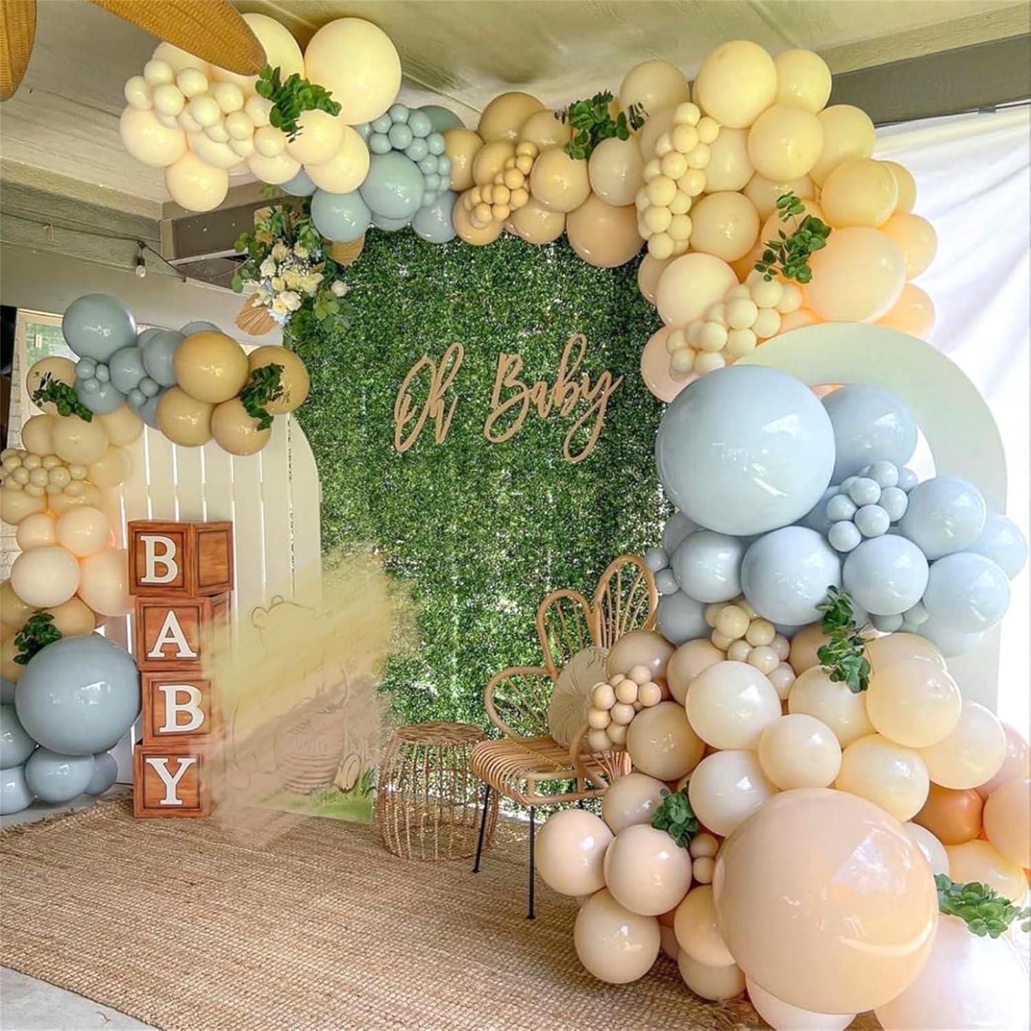 Luftballon Set Salbeigrün Gelb Blau 60 Stück 12 Zoll Latex Helium für Party Deko
