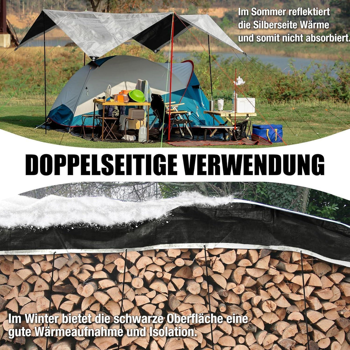 Abdeckplane 4x8m wasserdicht UV-stabil für Garten & Auto