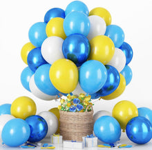 60x Luftballons Blau Gelb Weiß 12 Zoll Party Deko Helium Ballon