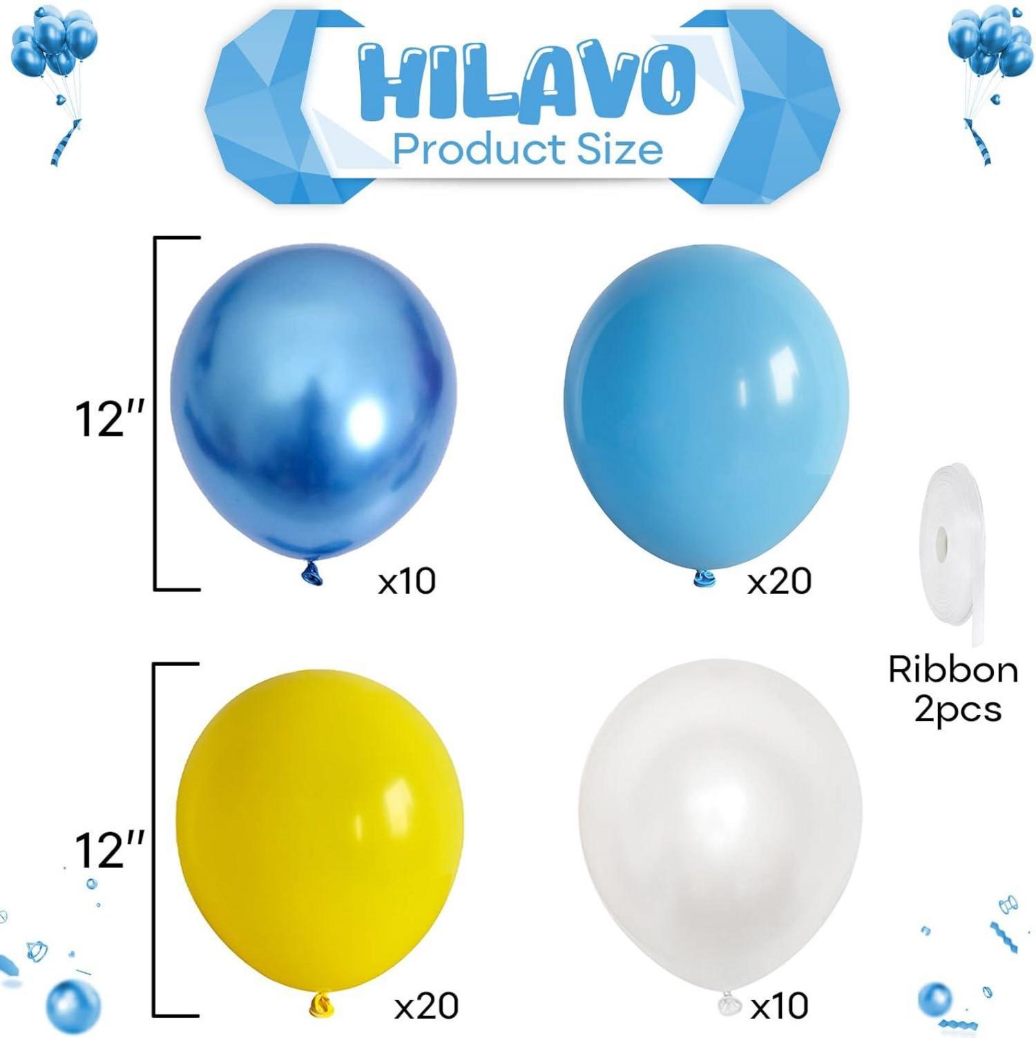 Blau Gelb Luftballons 60 Stück Metallic Pastell Weiß 12 Zoll