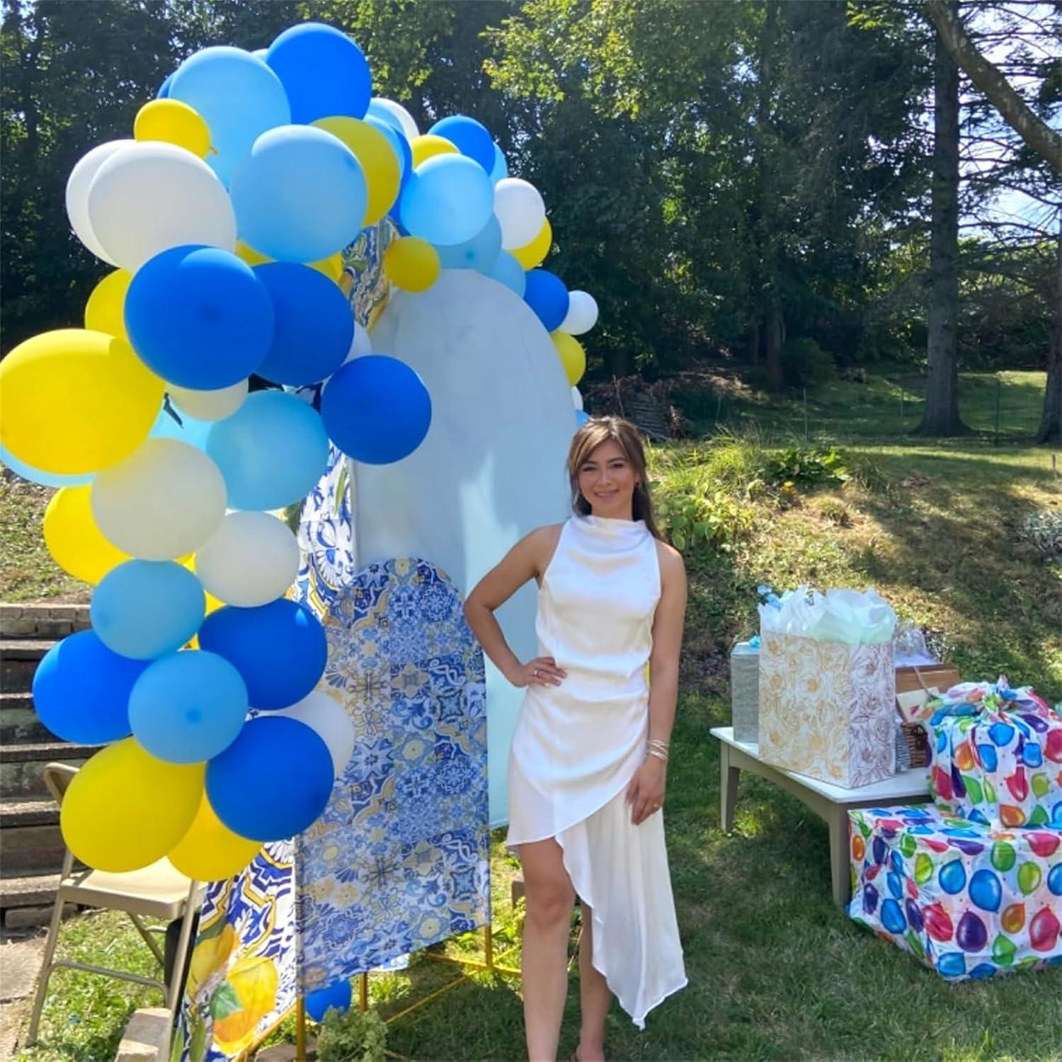 60er Pack Luftballons Blau Gelb Weiß 12 Zoll Latex Ballons