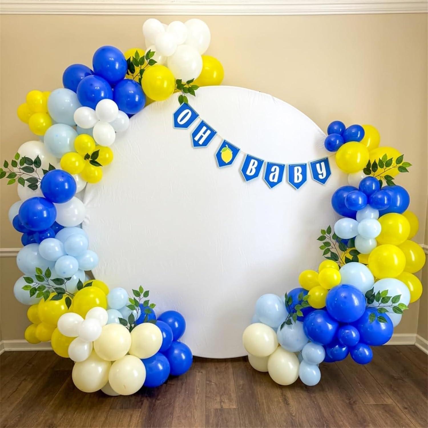 60x Pastell Metallic Blau Gelb Weiß Latex Ballons 12 Zoll Partydekoration