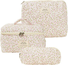 3-teiliges Aesthetic Kosmetiktaschen-Set Blumenmuster mit Kulturtasche