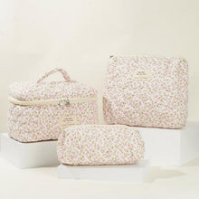 3-teiliges Damen Kosmetiktaschen-Set Blumenmuster Baumwolle