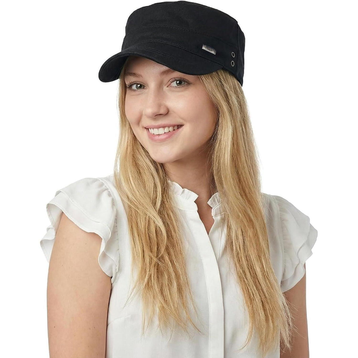 Military Cap Herren – Verstellbare Army Flat Cap Schwarz