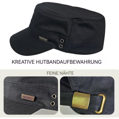 Military Cap Herren – Verstellbare Army Flat Cap Schwarz