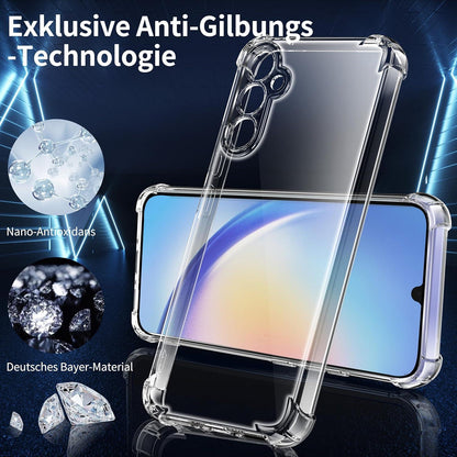 Tentoki 3-in-1 Panzerglas Hülle für Samsung Galaxy A34 5G Stoßfest Transparent