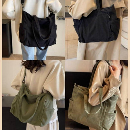 Damen Kord Groß Handtasche Cord Tote Bag Umhängetasche Shopper Beutel