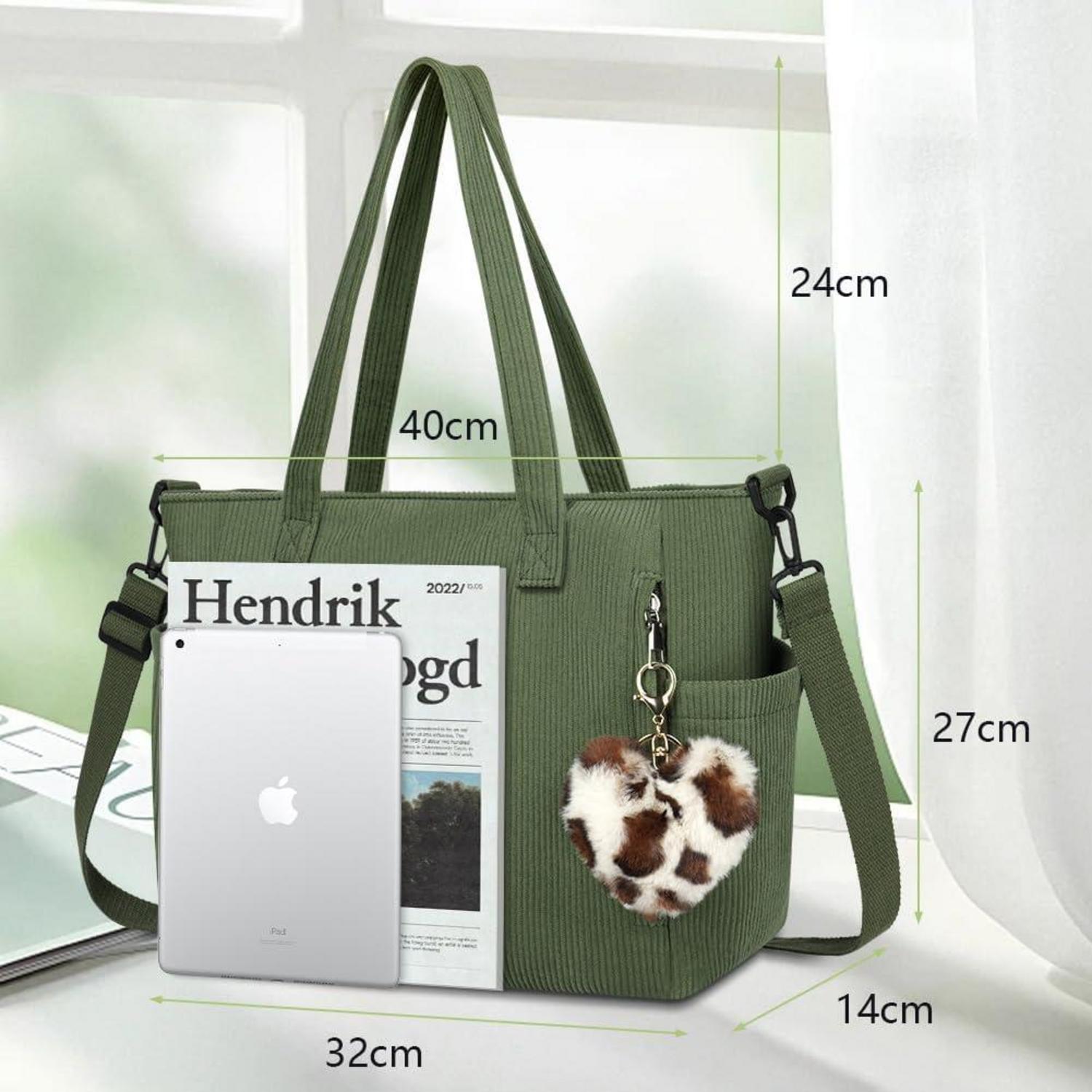 Damen Kord Groß Handtasche Cord Tote Umhängetasche Shopper