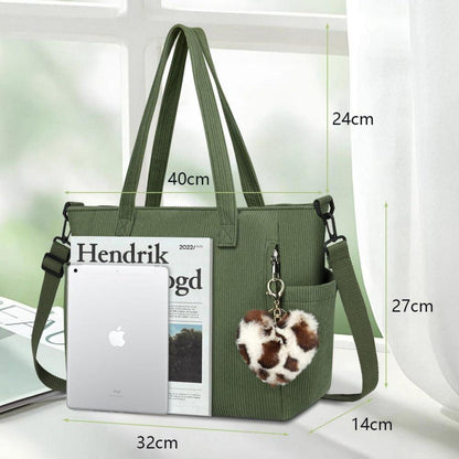 Damen Kord Groß Handtasche Cord Tote Umhängetasche Shopper