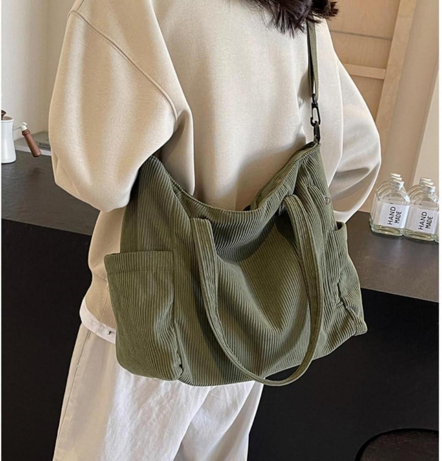 Damen Kord Handtasche Groß Umhängetasche Shopper Beuteltasche Plain