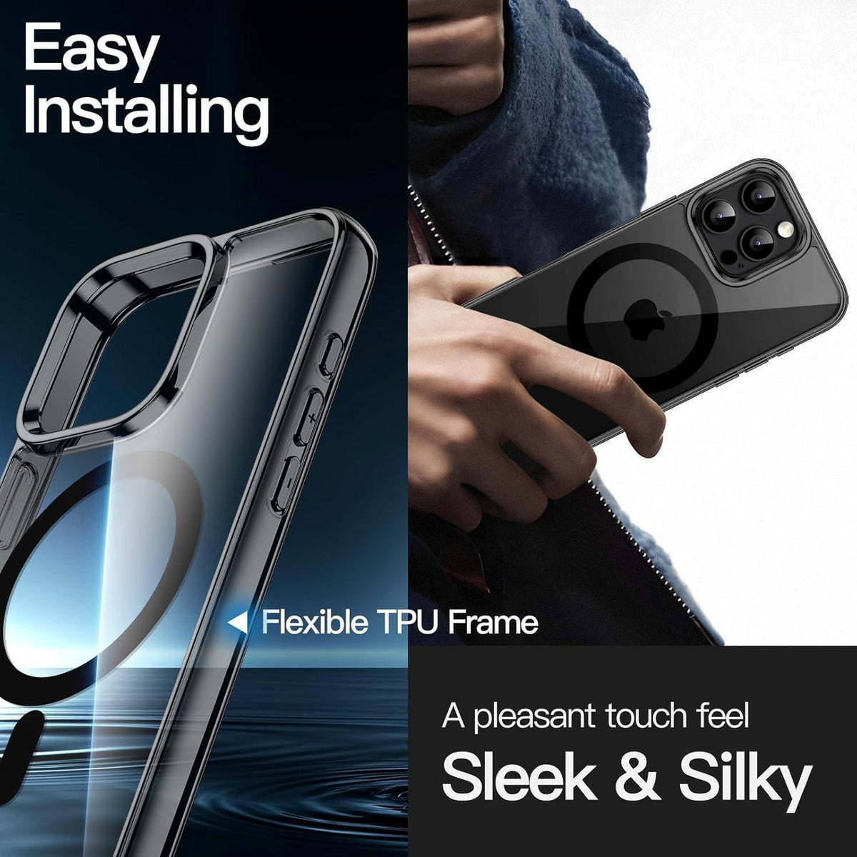 Magnetische Hülle für iPhone 16 Pro 6,3 Zoll mit MagSafe, transparent