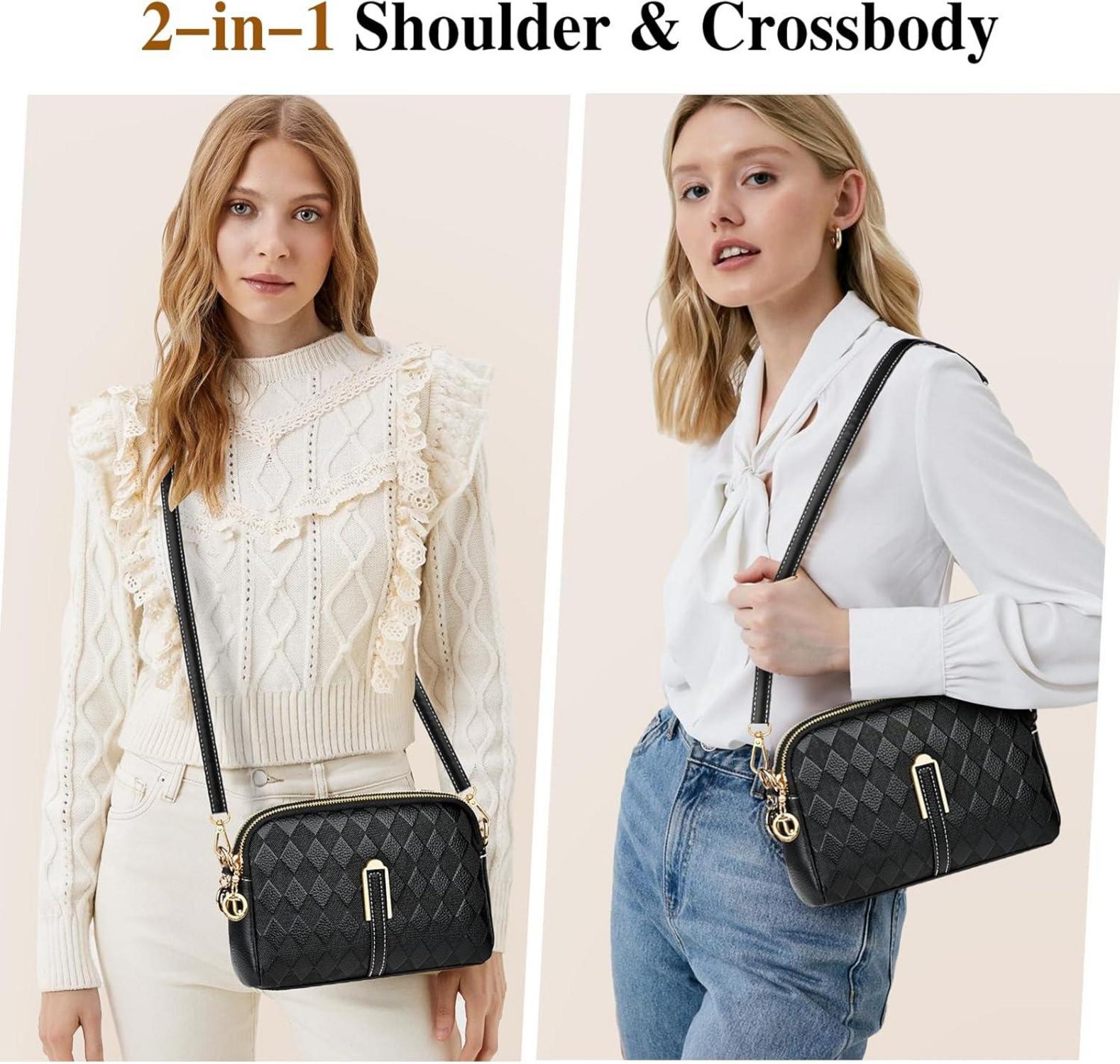 Kleine Damen Umhängetasche Leder Crossbody Schultertasche mit
