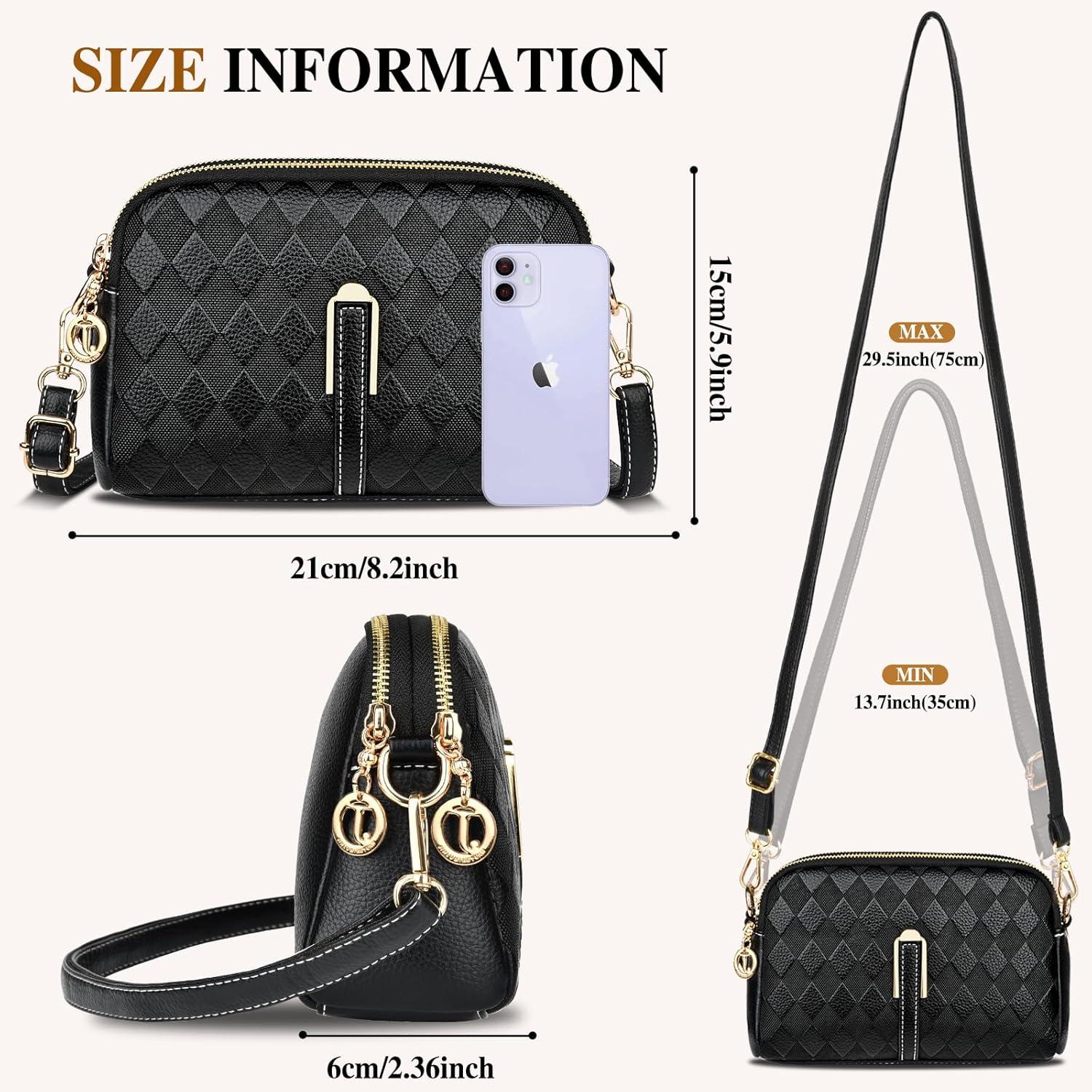 TEUEN Kleine Leder Umhängetasche Damen Crossbody Schultertasche