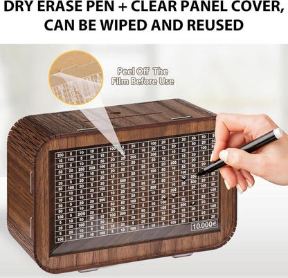 Originelle Spardose aus Holz mit Sparbox und Zahlen