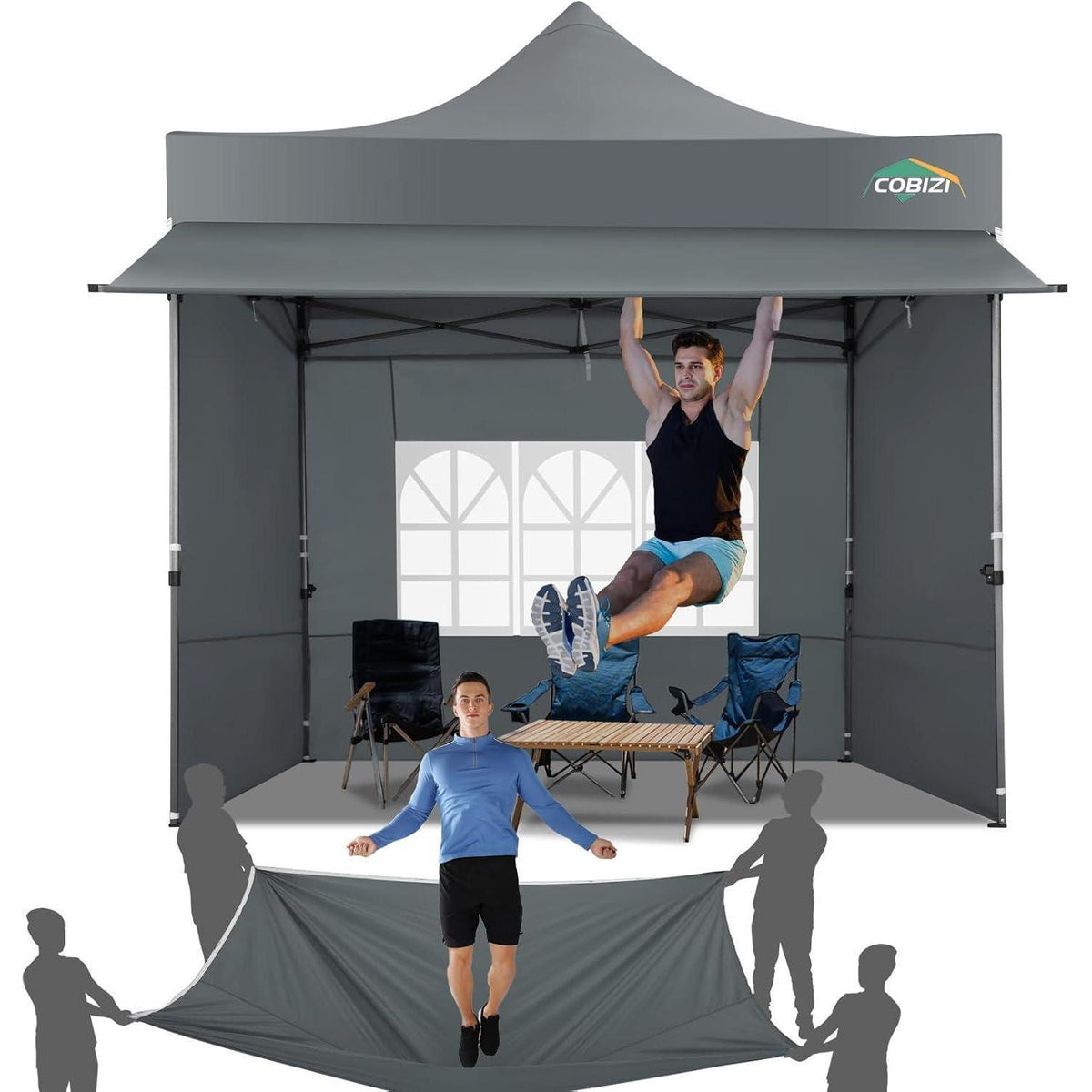 3x3m Faltpavillon wasserdicht & winterfest mit Seitenwänden