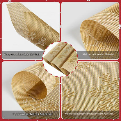 Platzsets Weihnachten 6er Set Gold abwaschbar & hitzebeständig