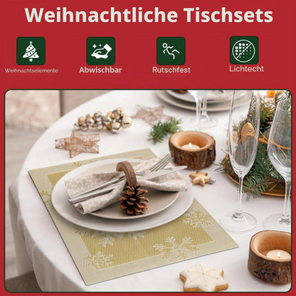 Platzsets Weihnachten 6er Set Gold abwaschbar & hitzebeständig