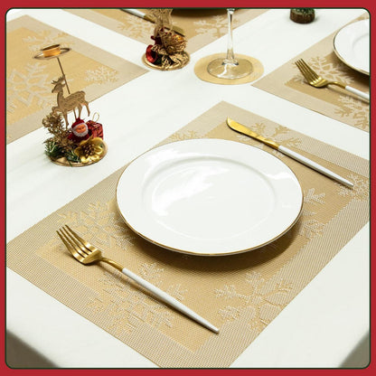 Platzsets Weihnachten 6er Set Gold abwaschbar & hitzebeständig