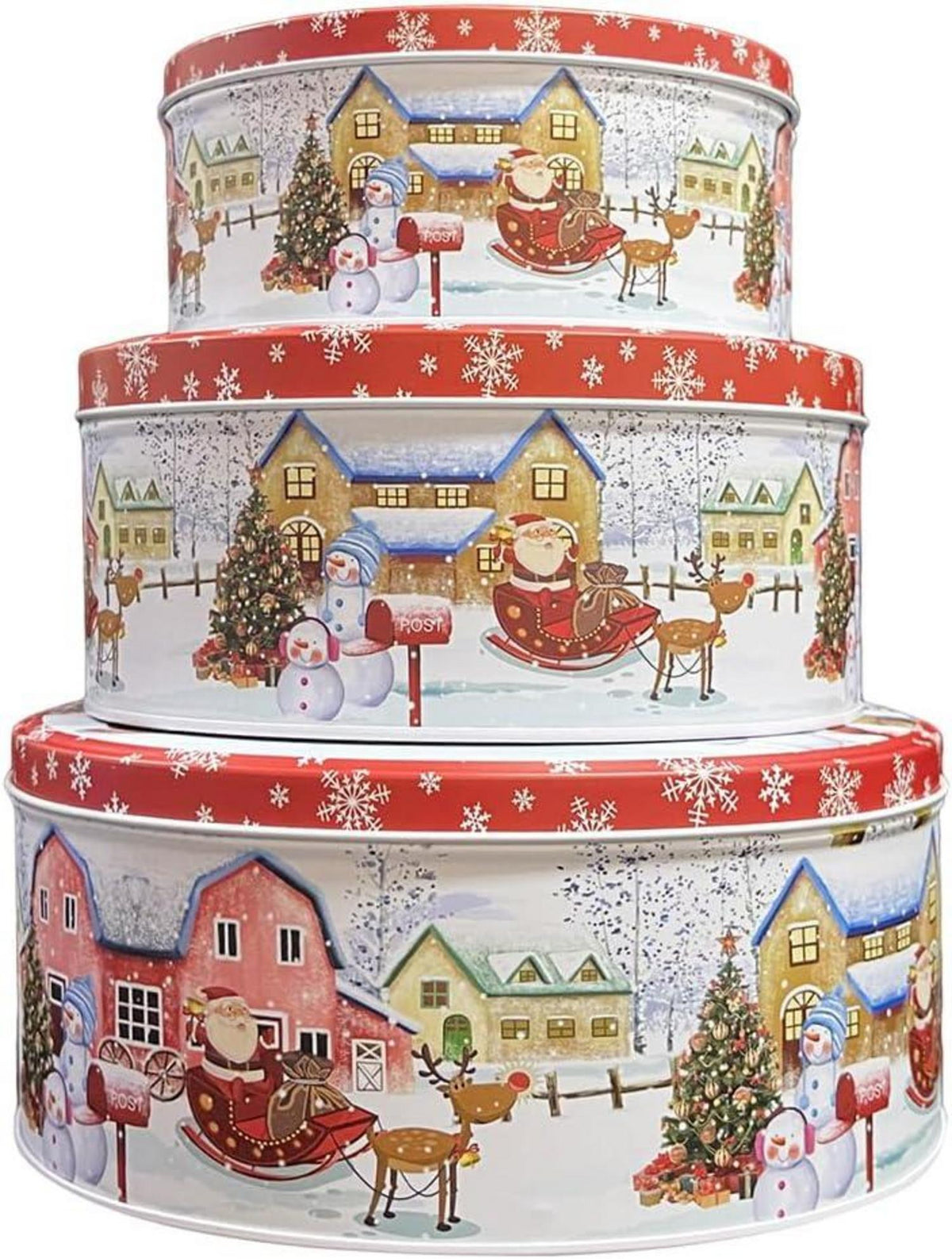 Weihnachtsdosen Set Metall Weihnachten Deko Plätzchen Blechdosen Rund