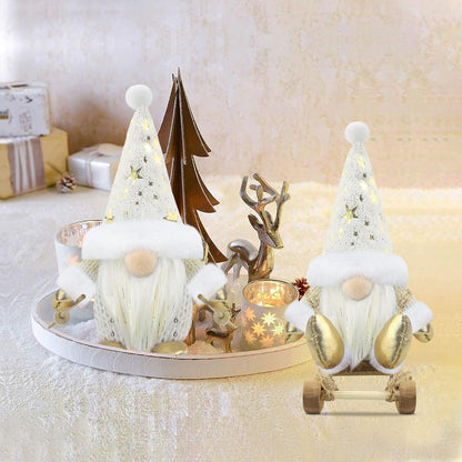 3er Set Weihnachtswichtel – Skandinavische Deko Figuren Weiß & Gold
