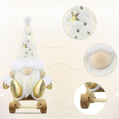 3er Set Weihnachtswichtel – Skandinavische Deko Figuren Weiß & Gold