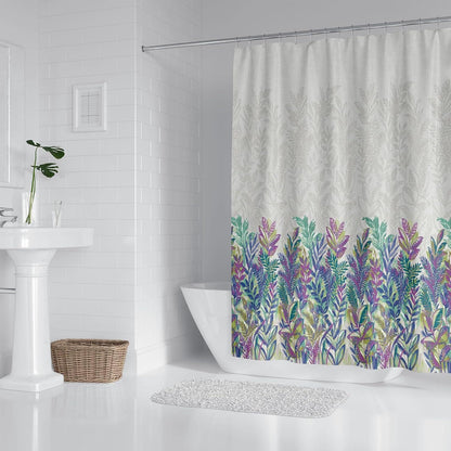 Duschvorhang 180x200 Anti-Schimmel Shower Curtains Lila Blätter Pflanzen