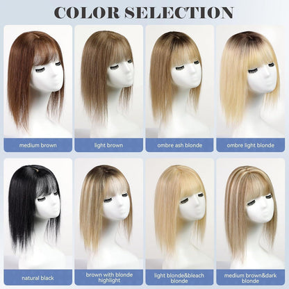 Echthaar Haarteil mit Pony, Ombré Hellblond, 14 Zoll