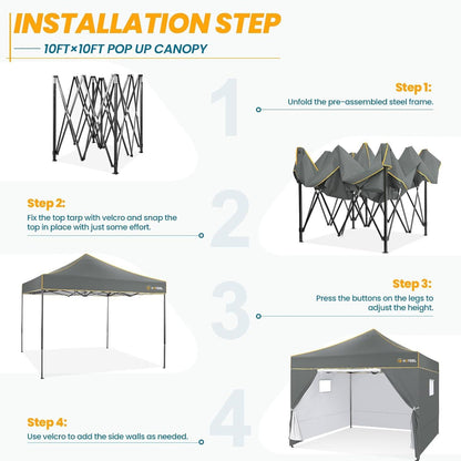 HOTEEL Faltpavillon 3x3 Wasserdicht Stabil Winterfest mit 4
