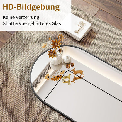 Ovaler Wandspiegel 30x60cm – Gehärtetes Glas, Schwarz