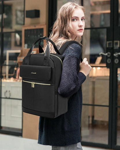LOVEVOOK Laptop Rucksack Damen Schwarz 15,6 Zoll mit