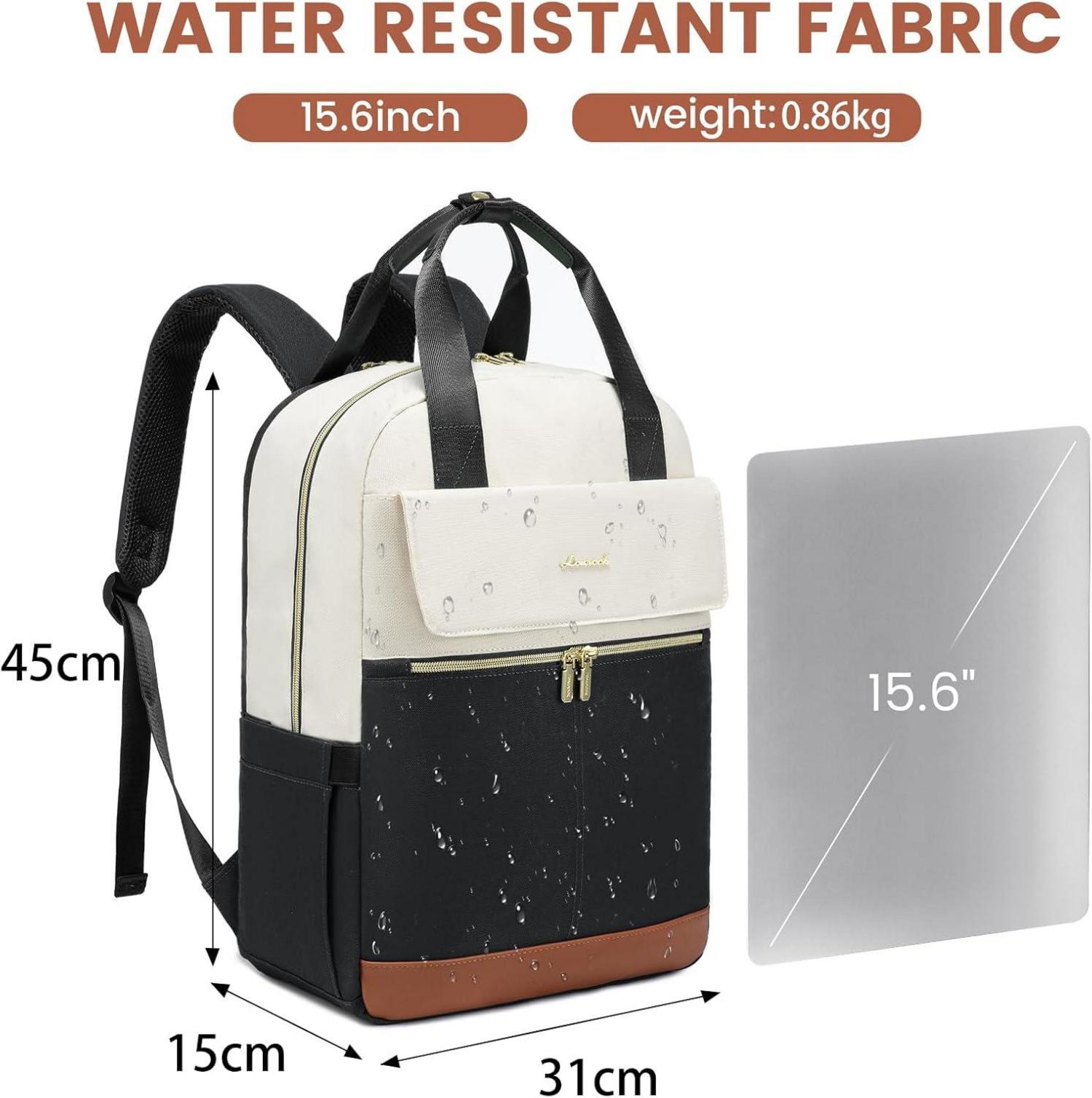 LOVEVOOK Damen Rucksack 15,6 Zoll Laptop Wasserdicht Elegant Travel Backpack