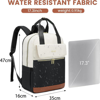 Damen 17 Zoll Laptop Rucksack Wasserdicht Schwarz