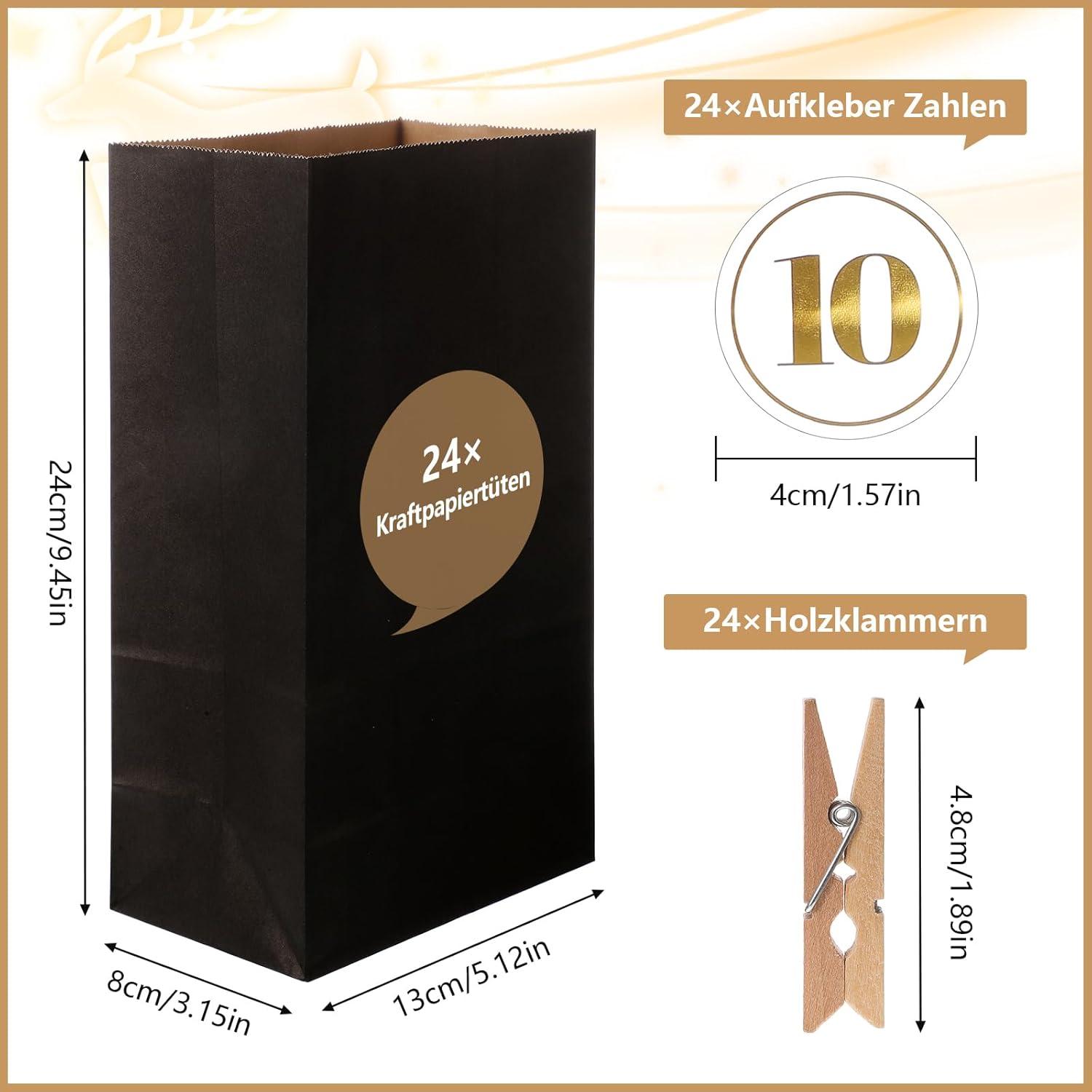 Adventskalender Set 24 Stück Schwarz DIY Bastelset