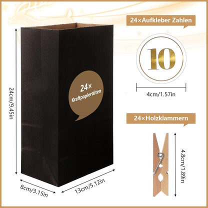 Adventskalender Set 24 Stück Schwarz DIY Bastelset