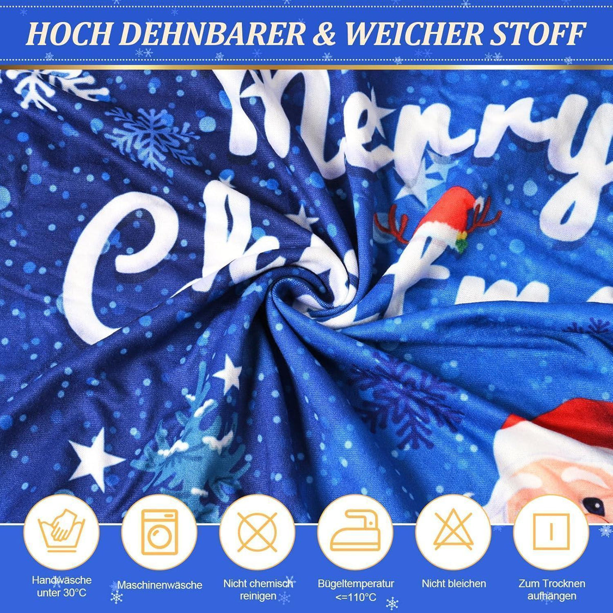 Stretch Stuhlhussen 6er Set | Weihnachten | Blau | Esszimmer & Party