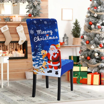 Stretch Stuhlhussen 6er Set | Weihnachten | Blau | Esszimmer & Party