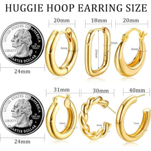 6 Paar Goldene Creolen Ohrringe Set 14K Vergoldet