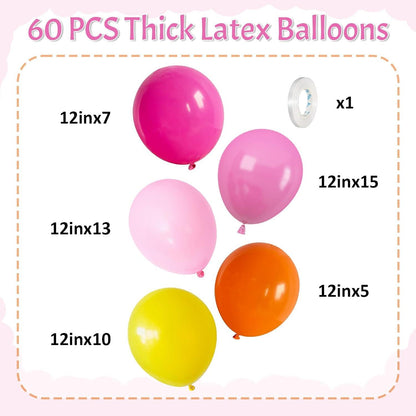 HILAVO Luftballons 12 Zoll Rosa Orange Gelb 60 Stück für