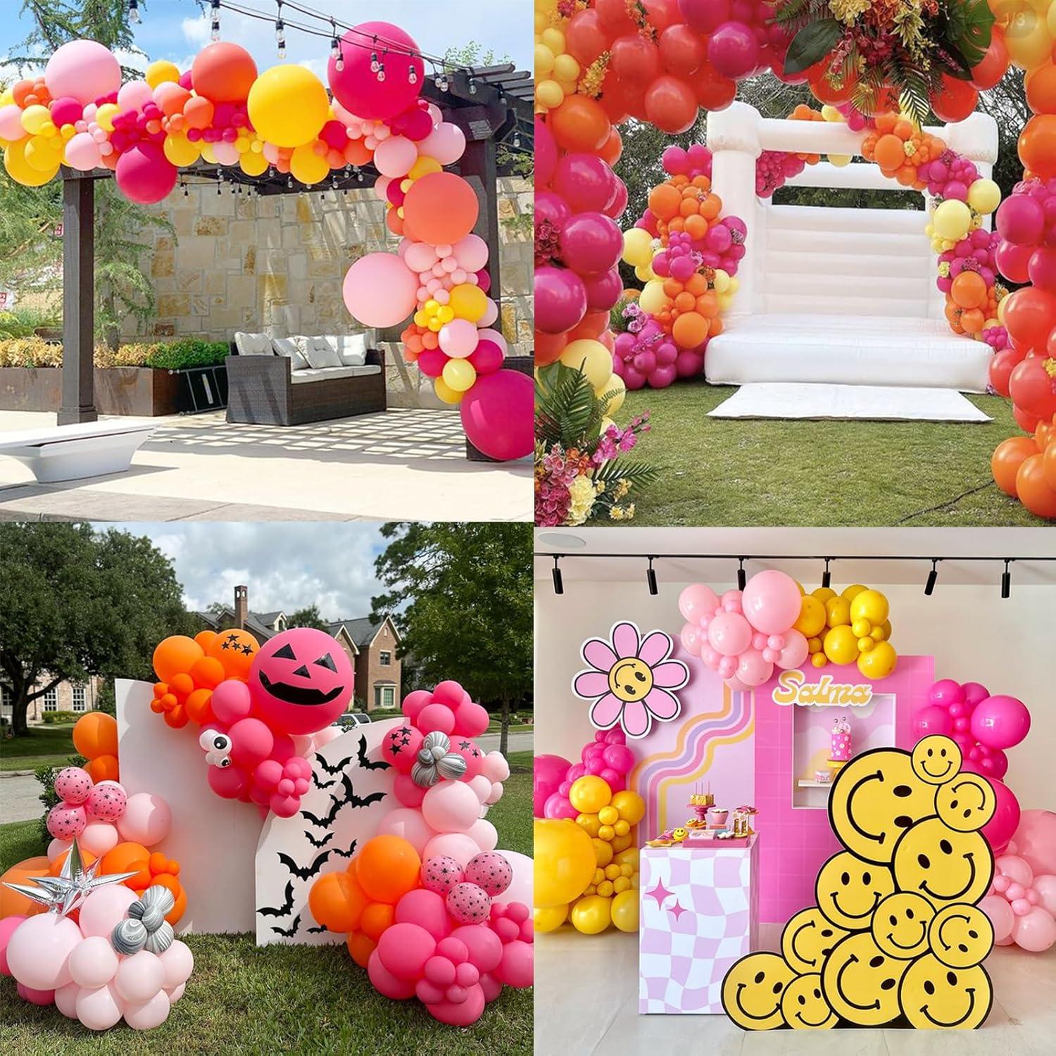 HILAVO Luftballons 12 Zoll Pink Orange Gelb Helium Party Latex 60 Stk