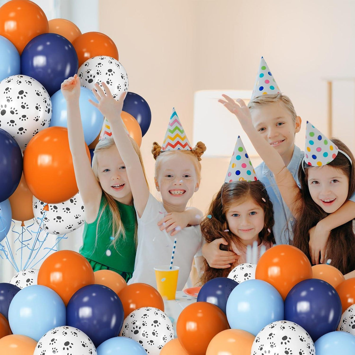 HILAVO Paw Luftballon Blau Orange 12 Zoll 60 Stück Raum Blau Orange Beige Helium