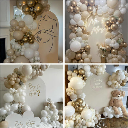 30x Luftballons Weiß Gold 12 Zoll Boho Party Hochzeit Geburtstag