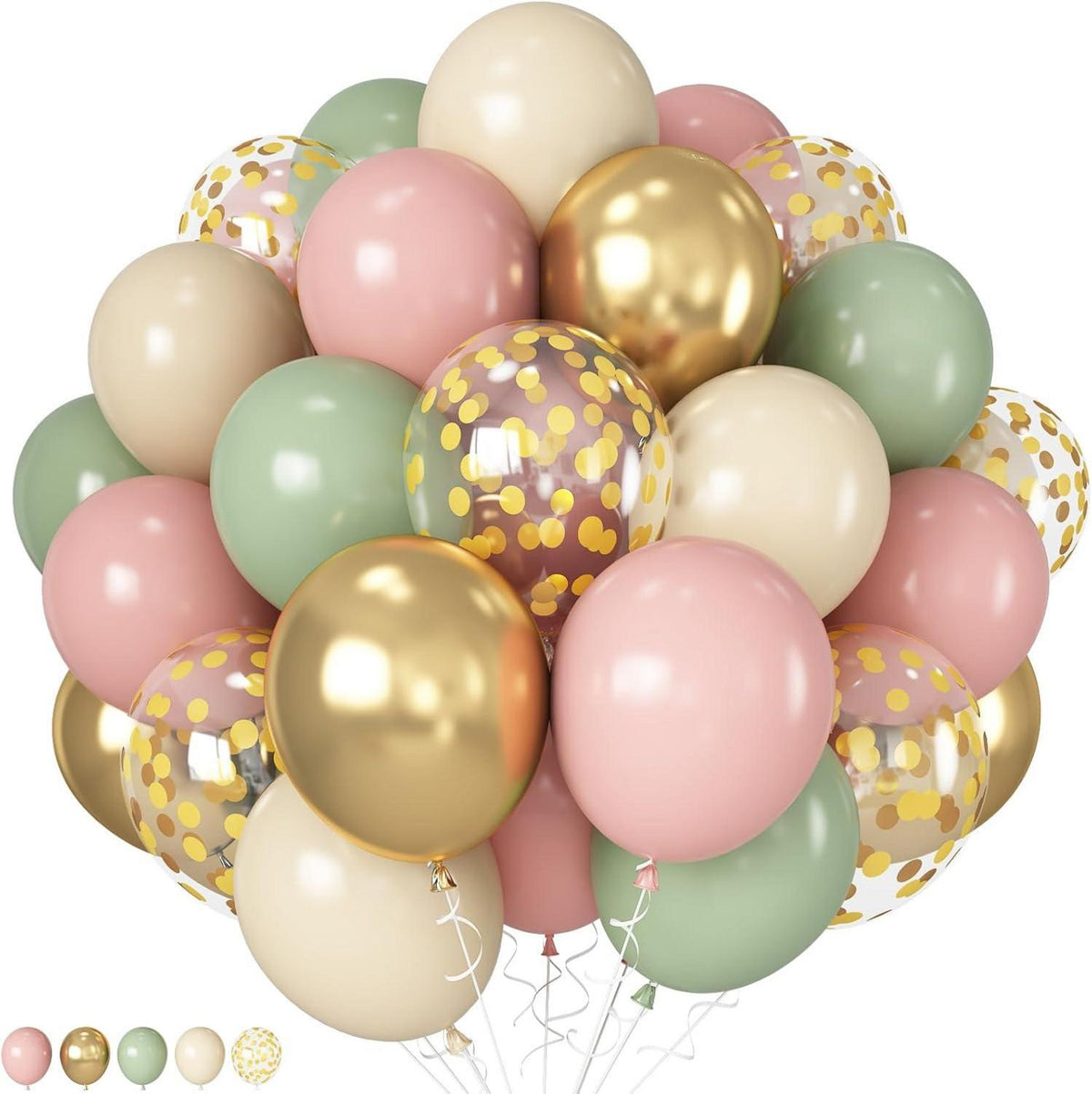 12x Premium Retro Grün Rosa Luftballons Set