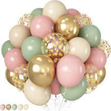 12x Premium Retro Grün Rosa Luftballons Set